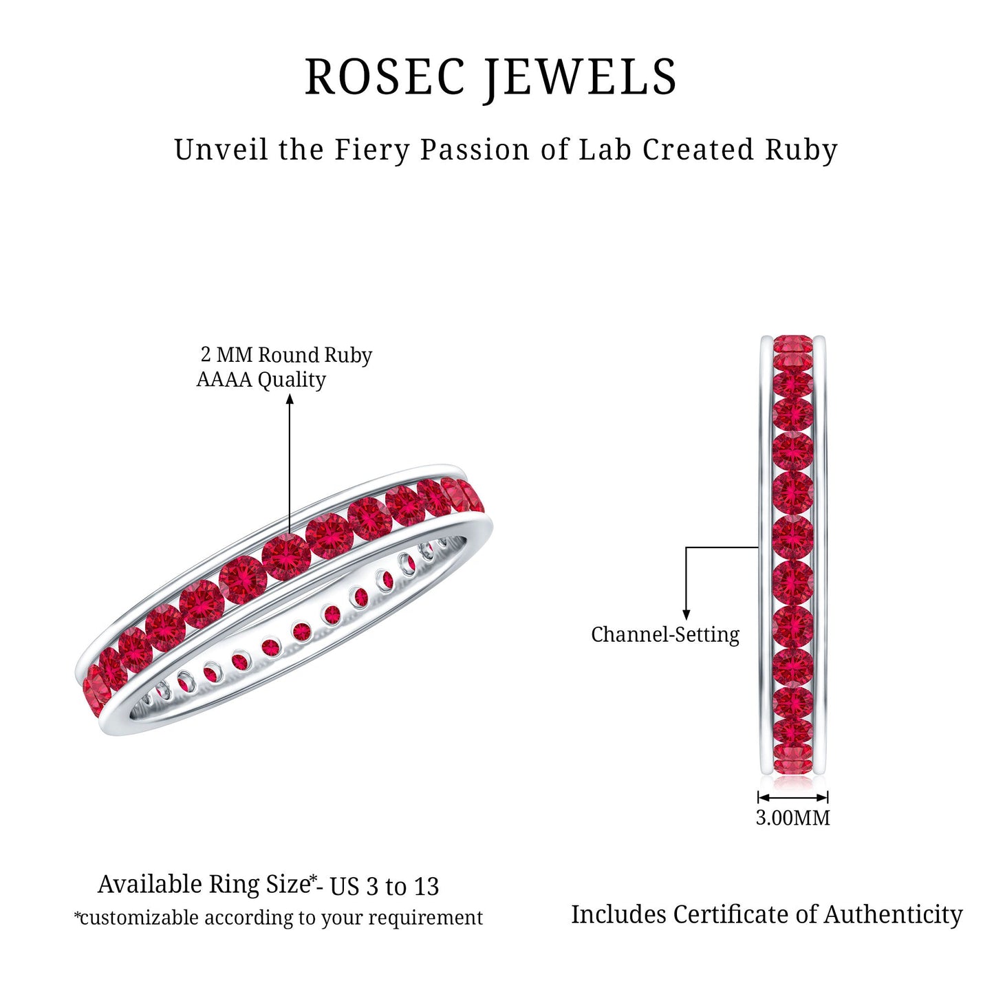 Channel Set Round Lab Created Ruby Eternity Band Ring for Women