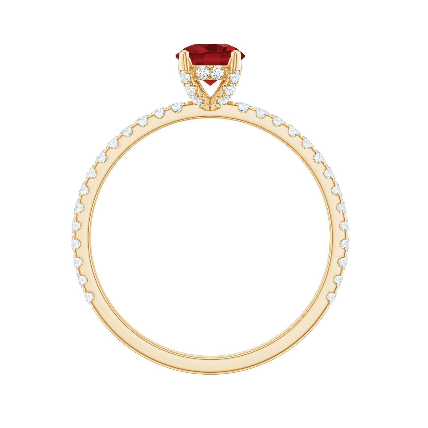 Lab Created Ruby Engagement Ring with Diamond Side Stones