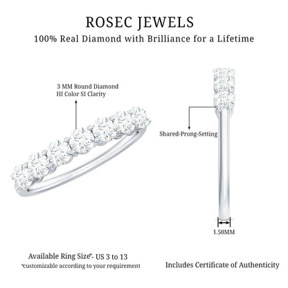 Natural Diamond Half Eternity Band Ring for Women