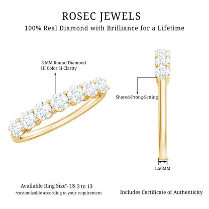 Natural Diamond Half Eternity Band Ring for Women