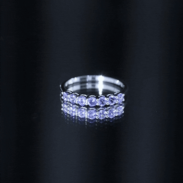 Certified Real Tanzanite Half Eternity Ring for Anniversary