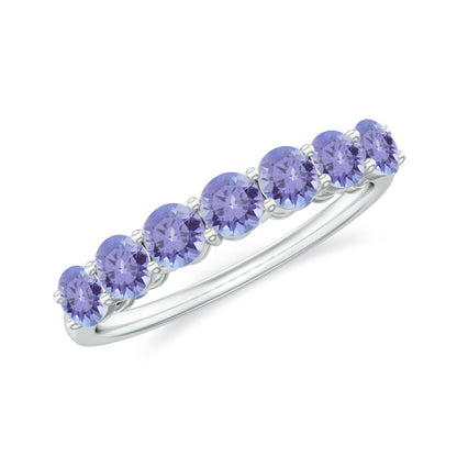Certified Real Tanzanite Half Eternity Ring for Anniversary