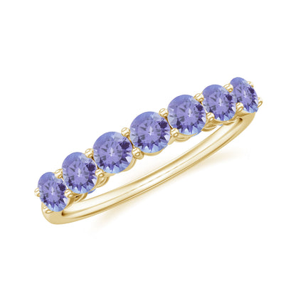 Certified Real Tanzanite Half Eternity Ring for Anniversary