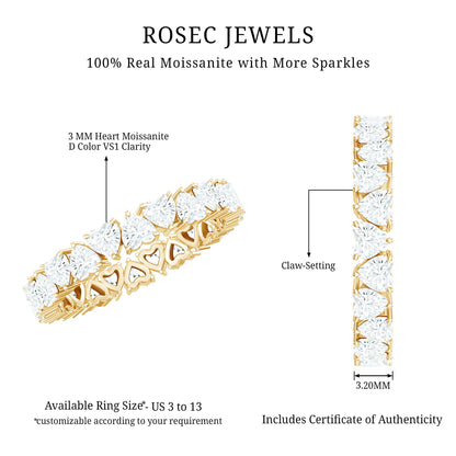Claw Set Moissanite Heart Wedding Band for Women