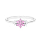 Real Pink Tourmaline Flower Cluster Ring with Diamond