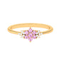 Real Pink Tourmaline Flower Cluster Ring with Diamond