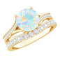Natural Ethiopian Opal Split Shank Engagement Ring with Wedding Band