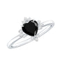 2 Carat Heart Shape Black Onyx Solitaire Engagement Ring with Diamond Accent