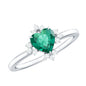 Certified Lab Grown Emerald Heart Shaped Promise Ring with Diamond