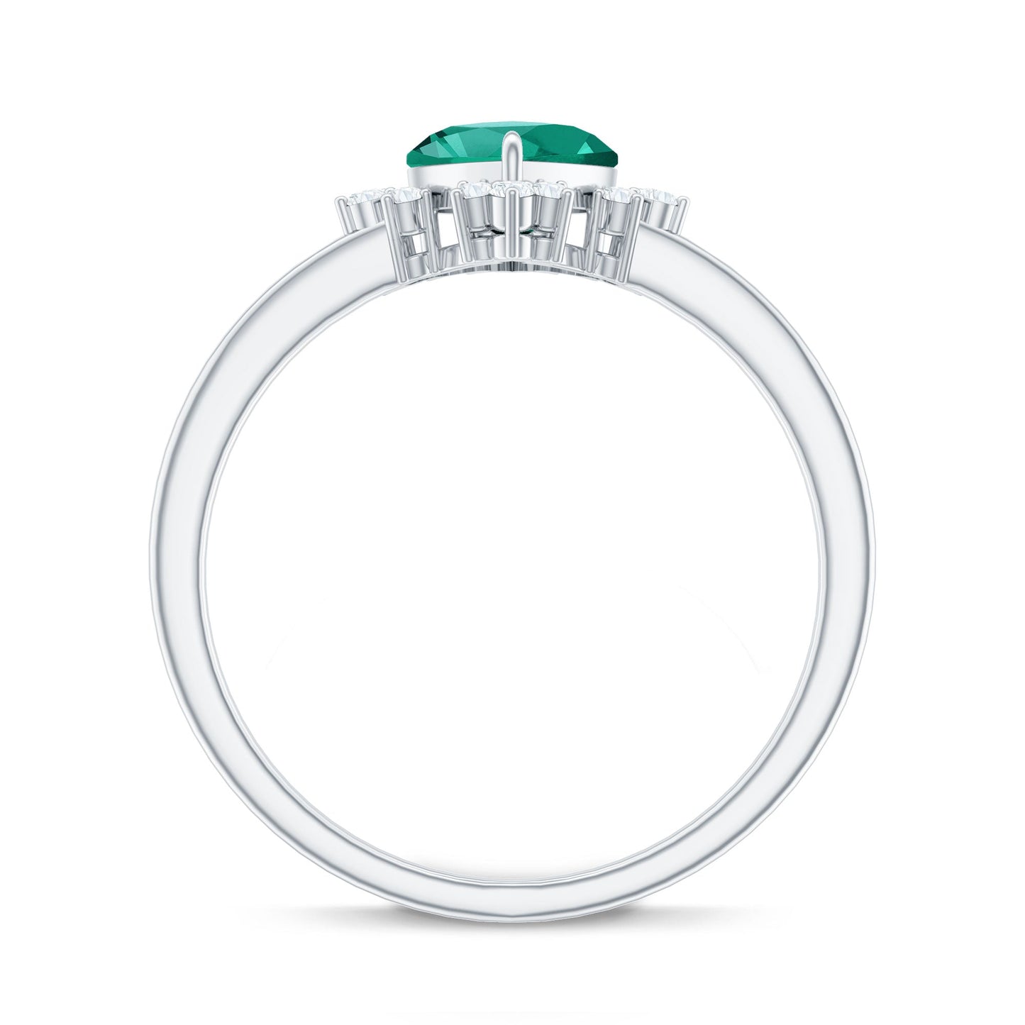 Certified Lab Grown Emerald Heart Shaped Promise Ring with Diamond