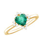 Certified Lab Grown Emerald Heart Shaped Promise Ring with Diamond