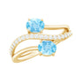 Two Stone Bypass Aquamarine Engagement Ring with Diamond