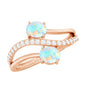 Natural Oval Ethiopian Opal Diamond Toi Et Moi Engagement Ring with Bypass Shank