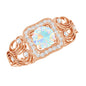 Certified Real Ethiopian Opal Retro Engagement Ring with Diamond
