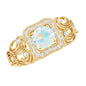 Certified Real Ethiopian Opal Retro Engagement Ring with Diamond