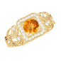 Natural Citrine Retro Engagement Ring with Diamond