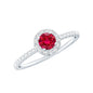 Certified Lab Grown Ruby and Diamond Halo Engagement Ring