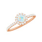 Natural Opalescent Promise Engagement Ring with Diamond Halo