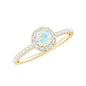 Natural Opalescent Promise Engagement Ring with Diamond Halo