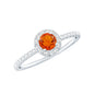 Round Fire Opal Minimal Engagement Ring with Diamond