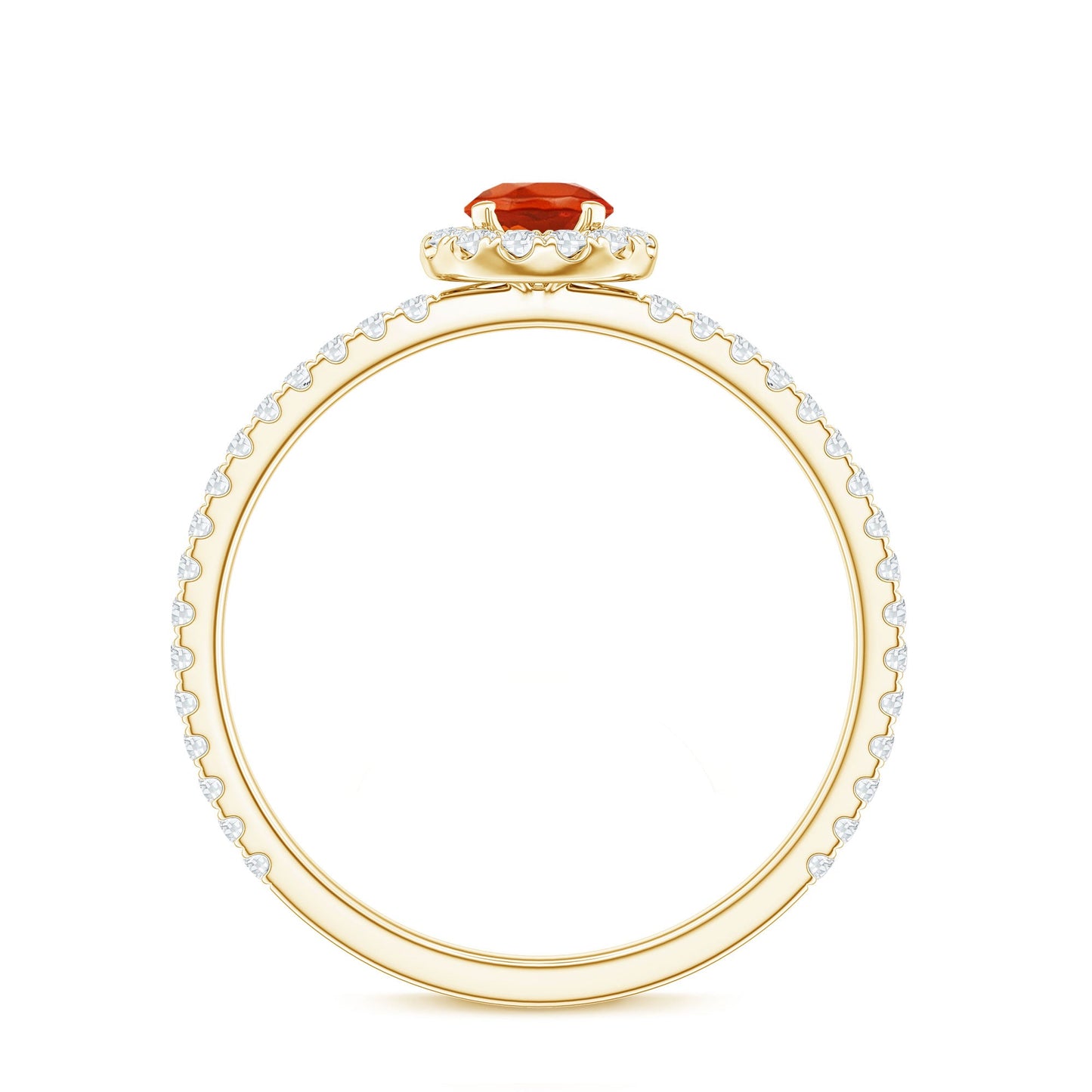 Round Fire Opal Minimal Engagement Ring with Diamond
