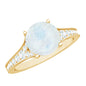 Designer Moonstone Engagement Ring with Diamond Side Stones
