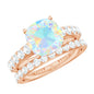 Certified Natural Ethiopian Opal Cushion Cut Engagement Ring with Wedding Band
