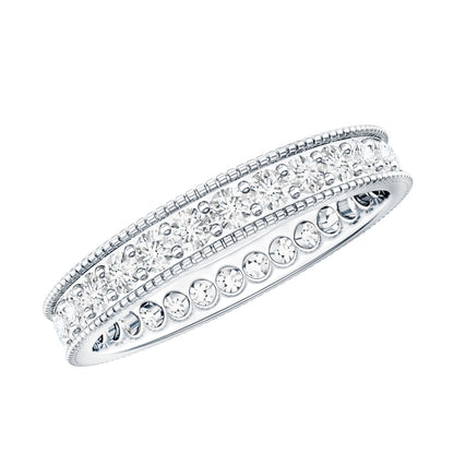 Moissanite Band Ring with Milgrain Detailing