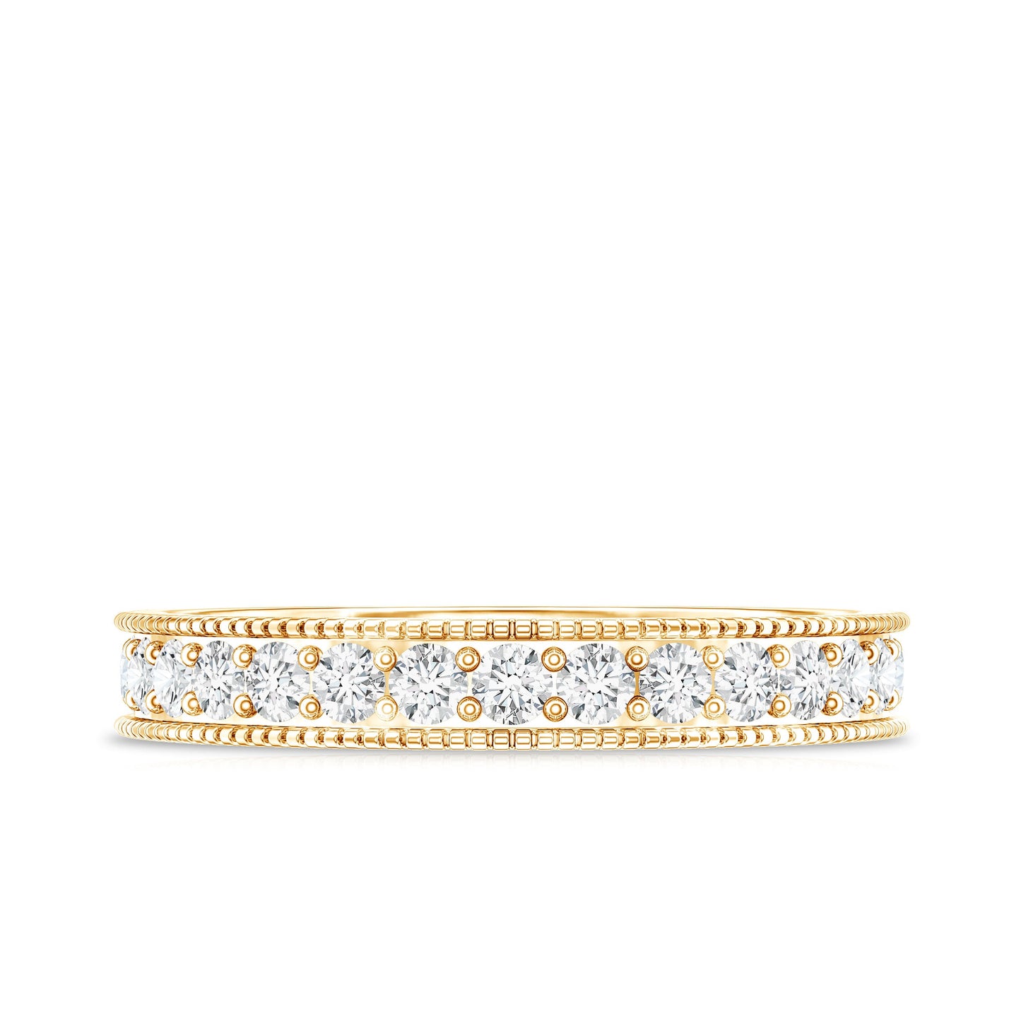 Moissanite Band Ring with Milgrain Detailing
