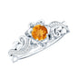 Nature Inspired Citrine Flower Engagement Ring with Diamond