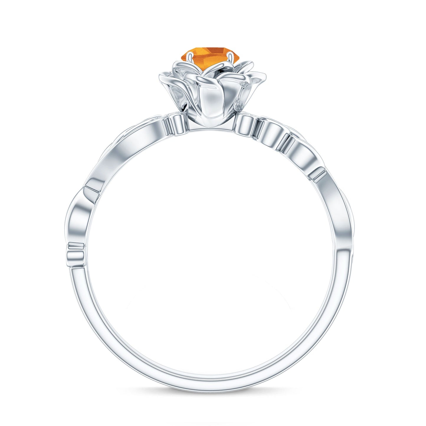 Nature Inspired Citrine Flower Engagement Ring with Diamond