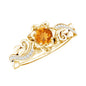 Nature Inspired Citrine Flower Engagement Ring with Diamond