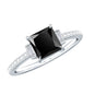 Certified 1 Carat Lab Grown Black and White Diamond Princess Cut Solitaire Engagement Ring