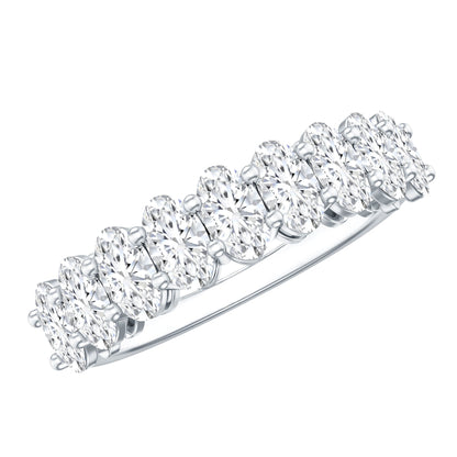 Oval Moissanite Half Eternity Wedding Band Ring