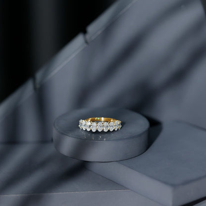Oval Moissanite Half Eternity Wedding Band Ring