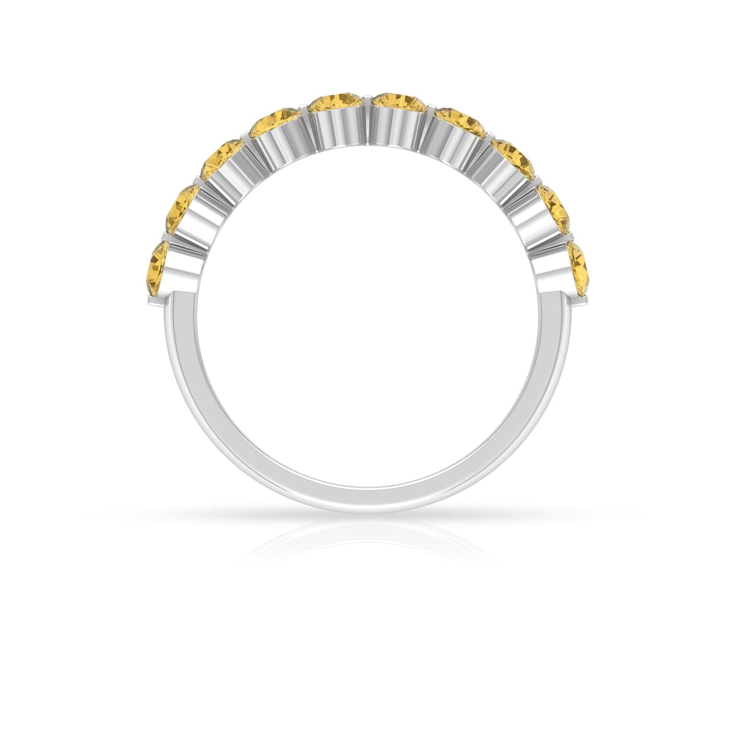 Simple Round Citrine Half Eternity Band Ring