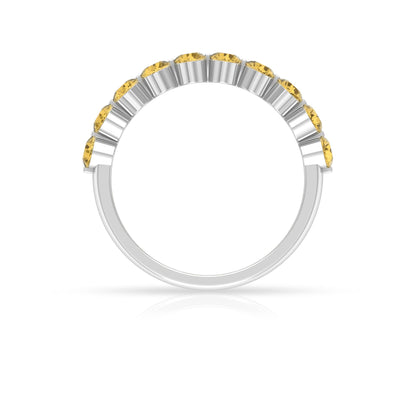 Simple Round Citrine Half Eternity Band Ring