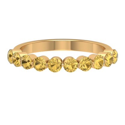 Simple Round Citrine Half Eternity Band Ring