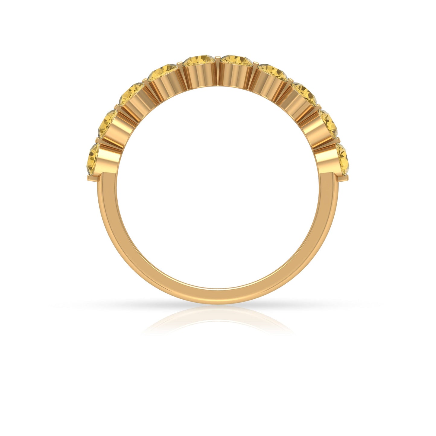 Simple Round Citrine Half Eternity Band Ring