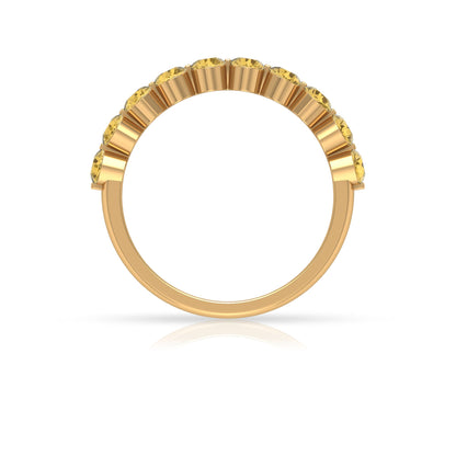 Simple Round Citrine Half Eternity Band Ring