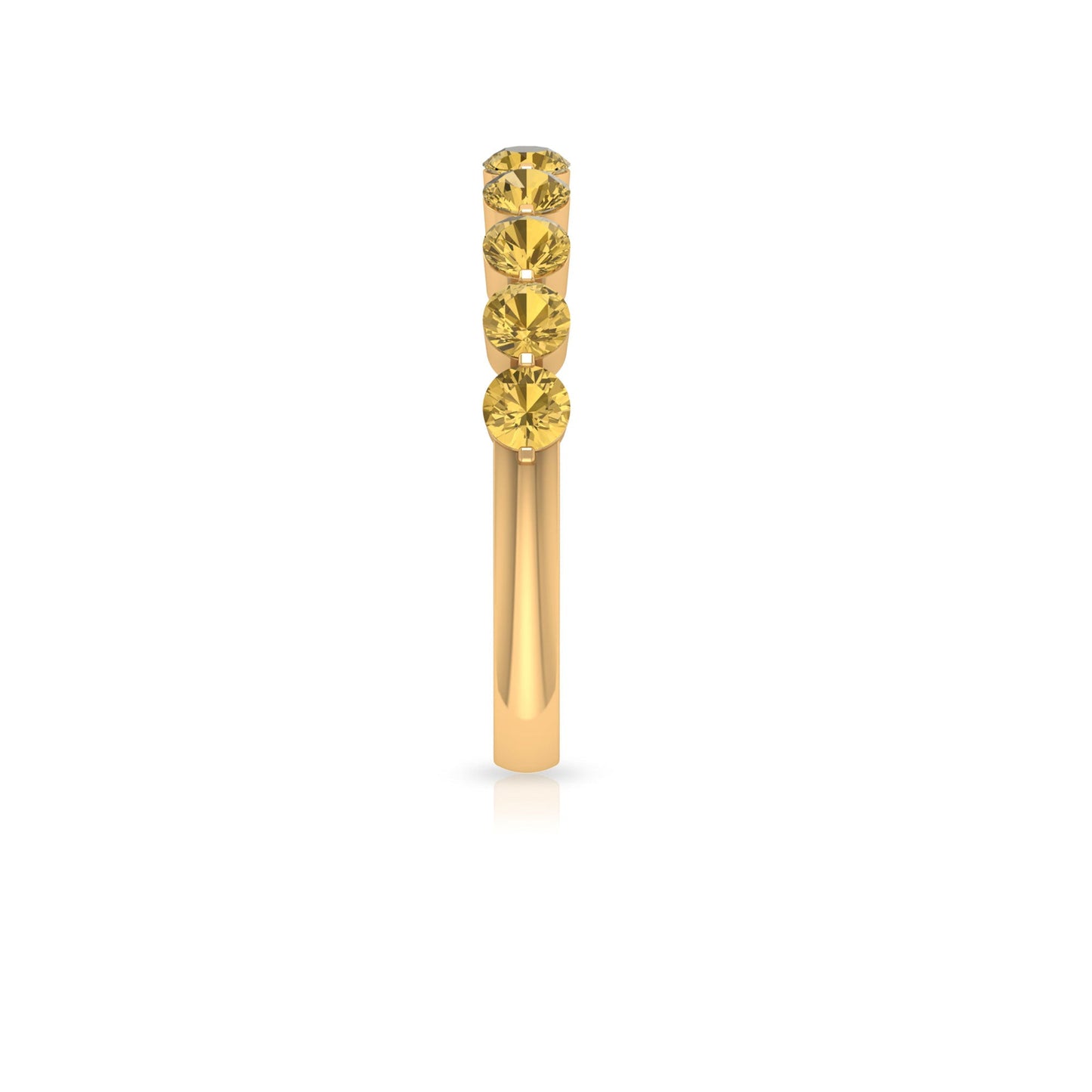 Simple Round Citrine Half Eternity Band Ring