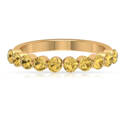 Simple Round Citrine Half Eternity Band Ring