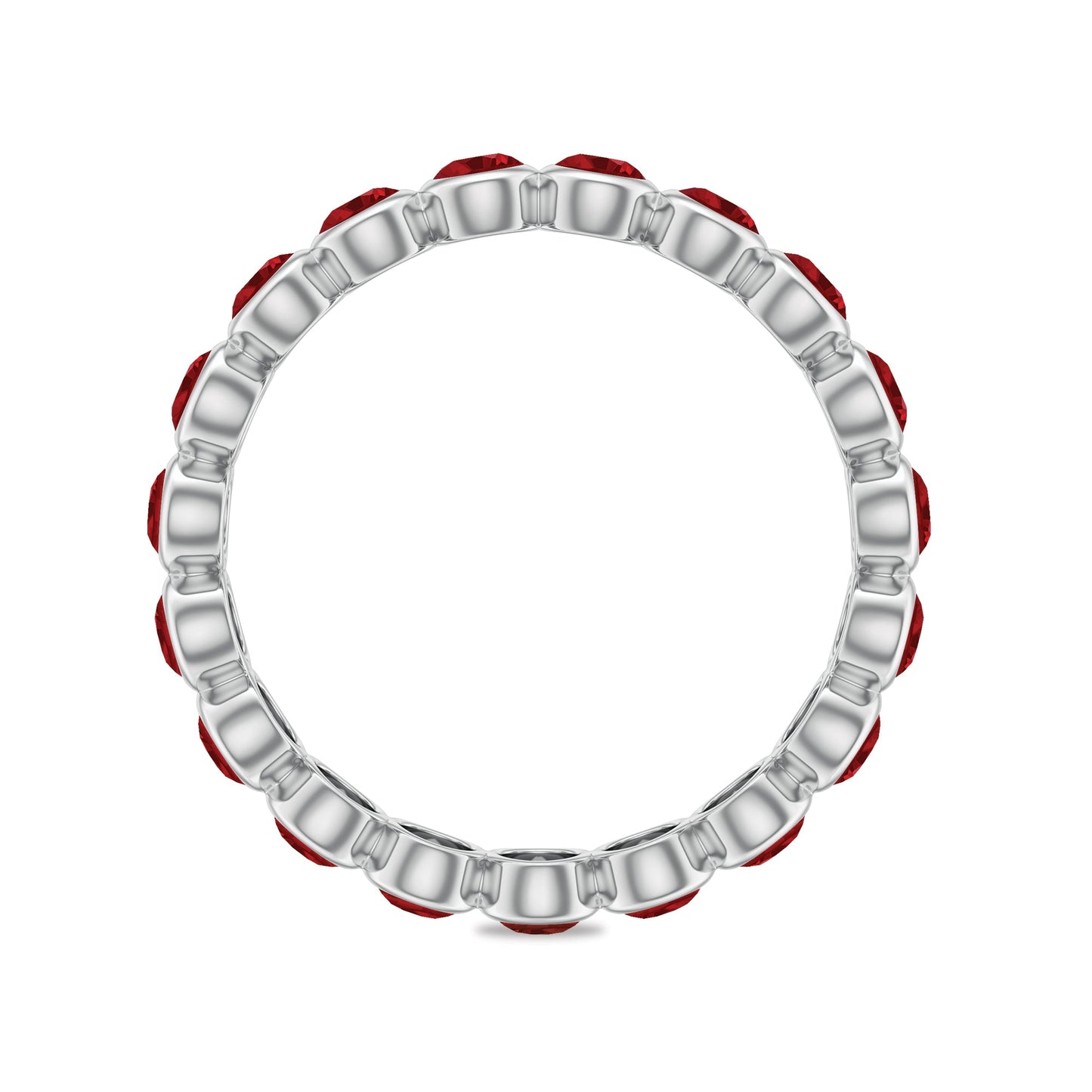 Bezel Set Round Shape Lab Created Ruby Eternity Ring