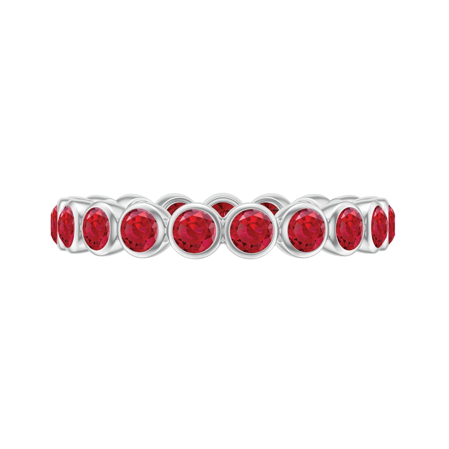 Bezel Set Round Shape Lab Created Ruby Eternity Ring