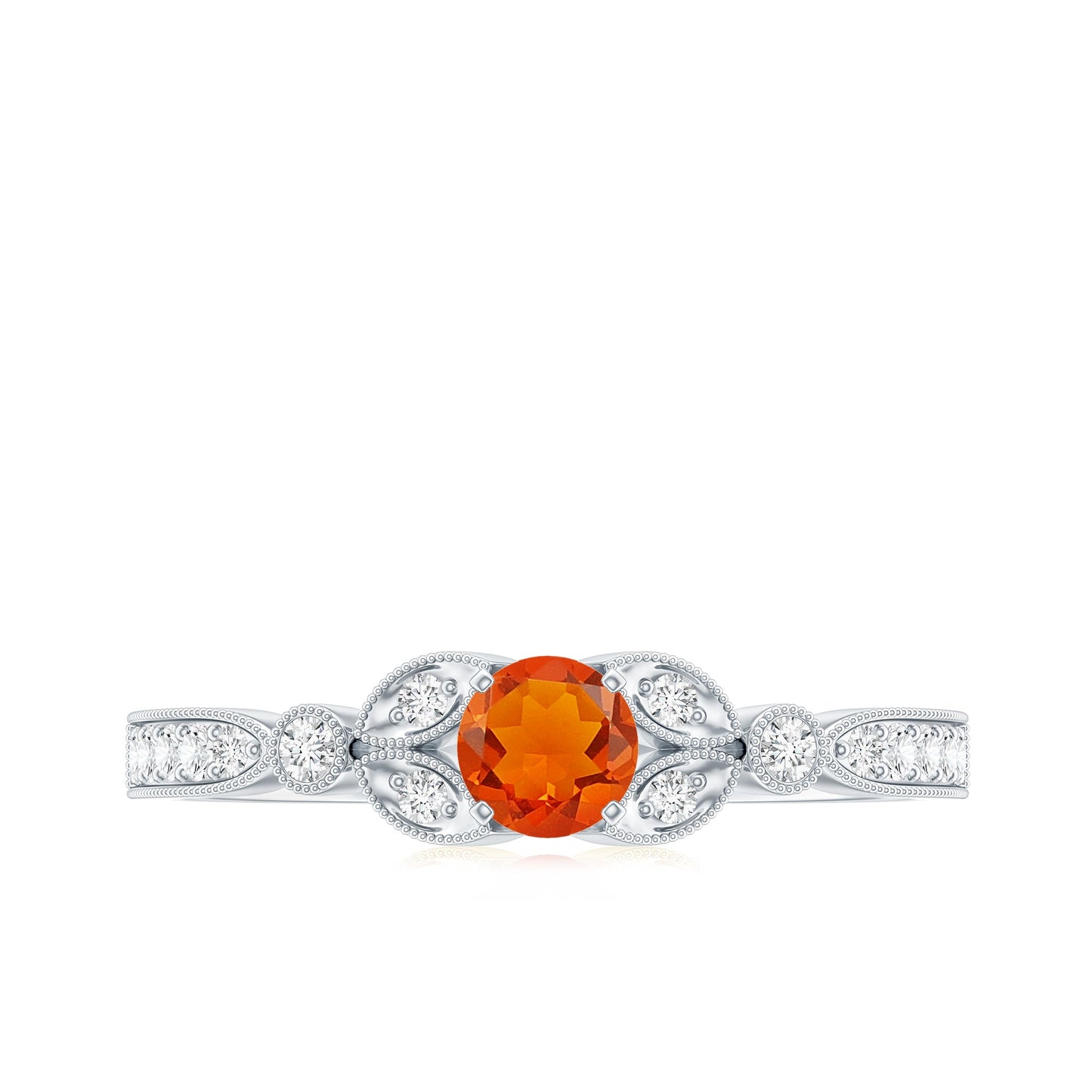 Minimal Fire Opal and Diamond Promise Ring