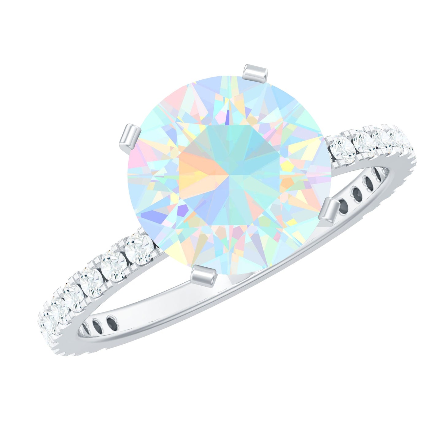 2 Carat Ethiopian Rainbow Opal Diamond Engagement Ring with Certificate