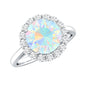 Certified Real 2 Carat Ethiopian Rainbow Opal Engagement Ring with Diamond Halo