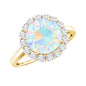 Certified Real 2 Carat Ethiopian Rainbow Opal Engagement Ring with Diamond Halo