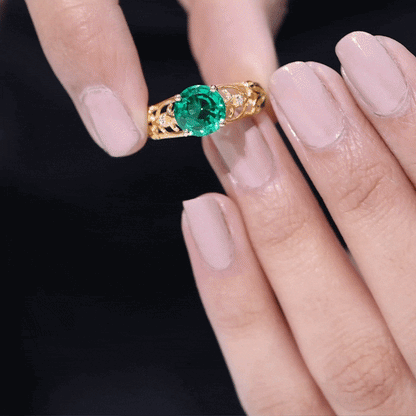 Certified 2 Carat Lab Grown Emerald Antique Engagement Ring