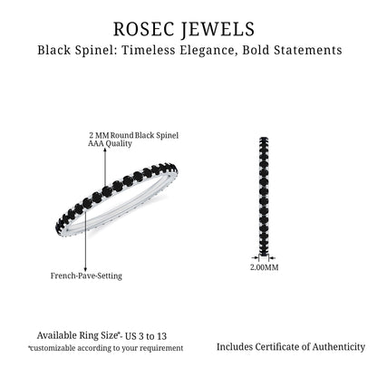 Certified Real Black Spinel Eternity Stackable Ring